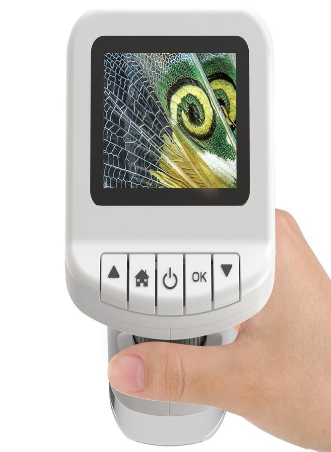 WSDMIC 1200X Handheld Portable Microscope for Kids Digital Scope 2.0" Screen Rechargeable STEM Toy Slide Kit Pocket Science Gift for Children Ages 6-12 Students (White) - Image 1